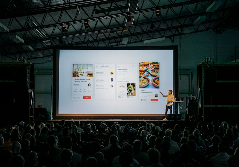 Conference keynote on a big screen